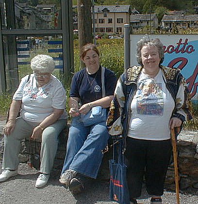 Sonogno: Christine with her new walking-stick
