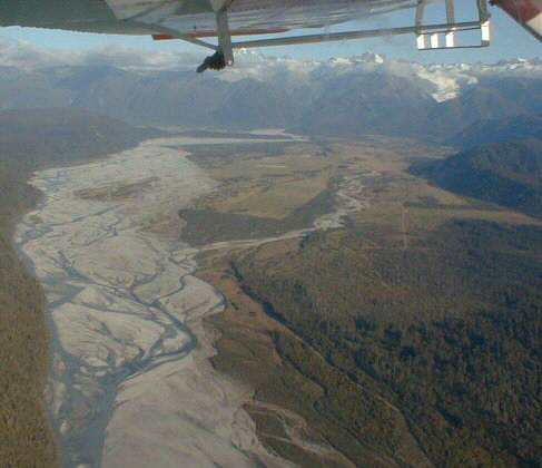 Aerial View of Waiho River, Franz Josef