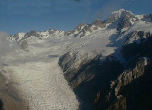 Flying over the Fox Glacier