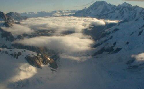 Tasman Glacier with Mounts Cook and Tasman skylined