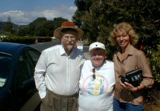 With Chrissie outside Nina's Cafe, Whitianga