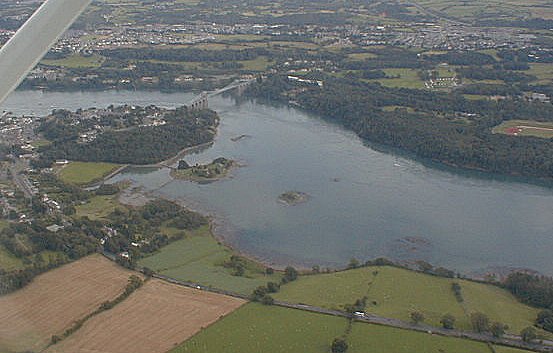 Menai Bridge: Aerial view, August 1998