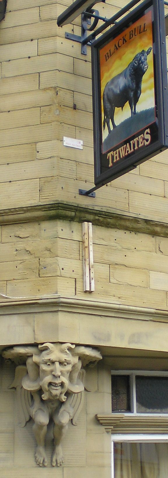 Dewsbury: Bulls Head gargoyle, March 2007